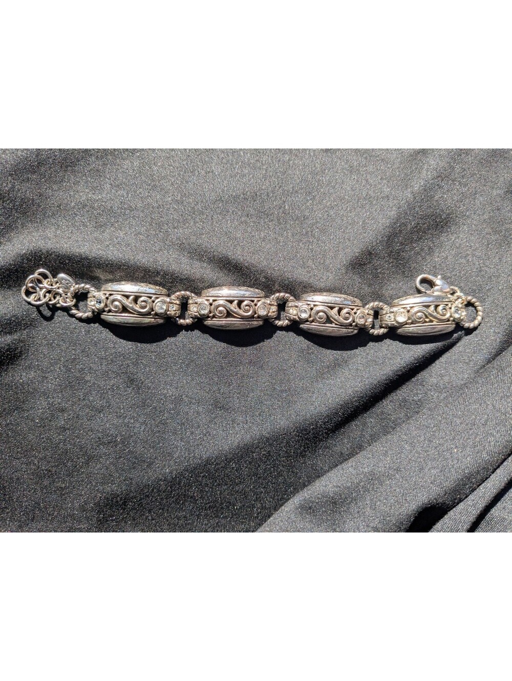 Vintage Ornate Silver Tone Bracelet with Intricate Scrollwork